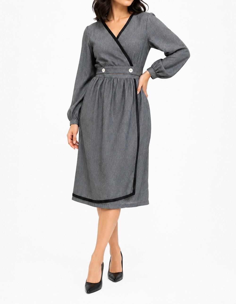 Vintage Union Made ILGWU 2 Pc Short Jacket & Skirt Set size XS/￼S Gray Wool